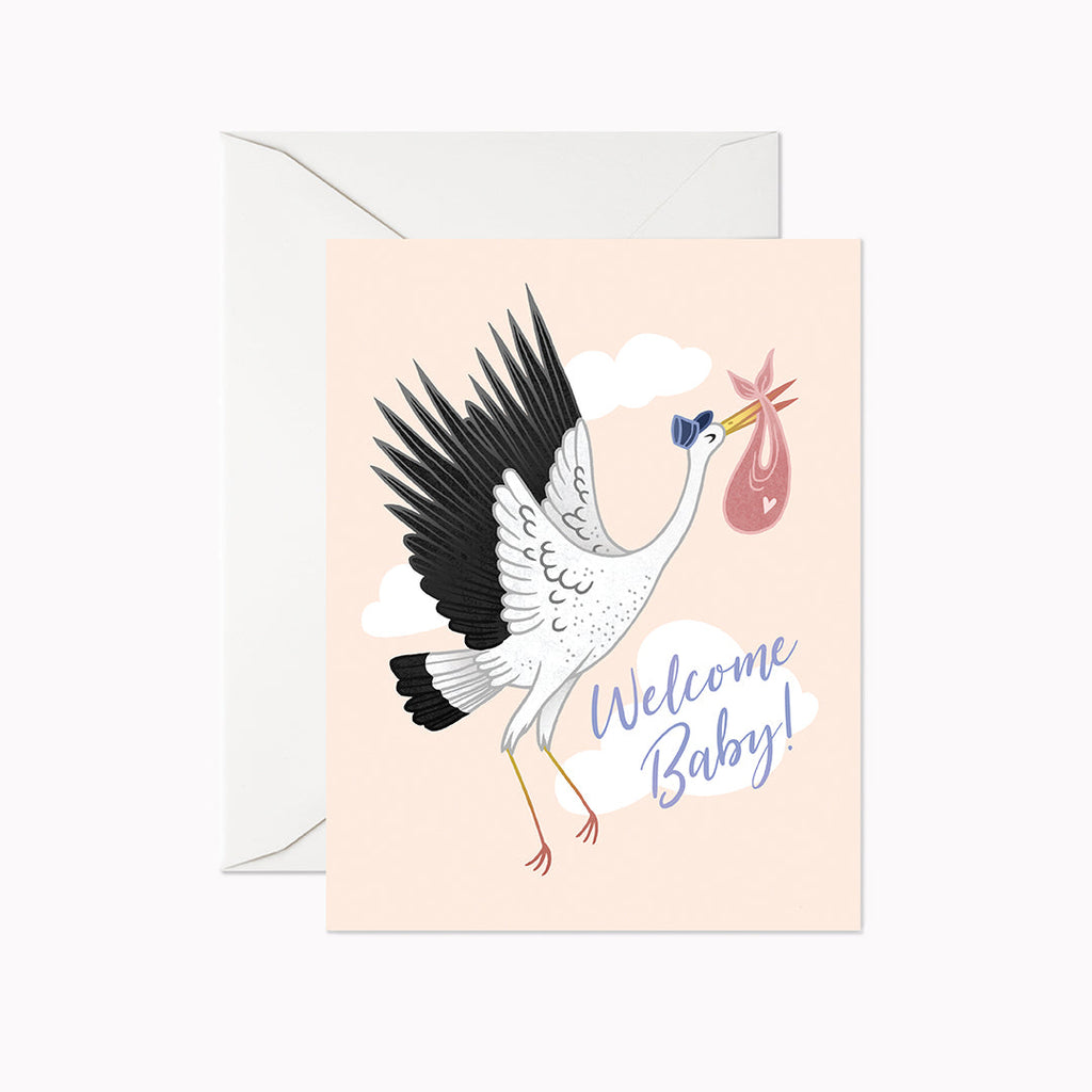 Welcome Baby Stork Card - Linden Paper Co. , Greeting Card - Stationery Brand, Linden Paper Co. Linden Paper Co., Linden Paper Co.  Linden Paper Co. 