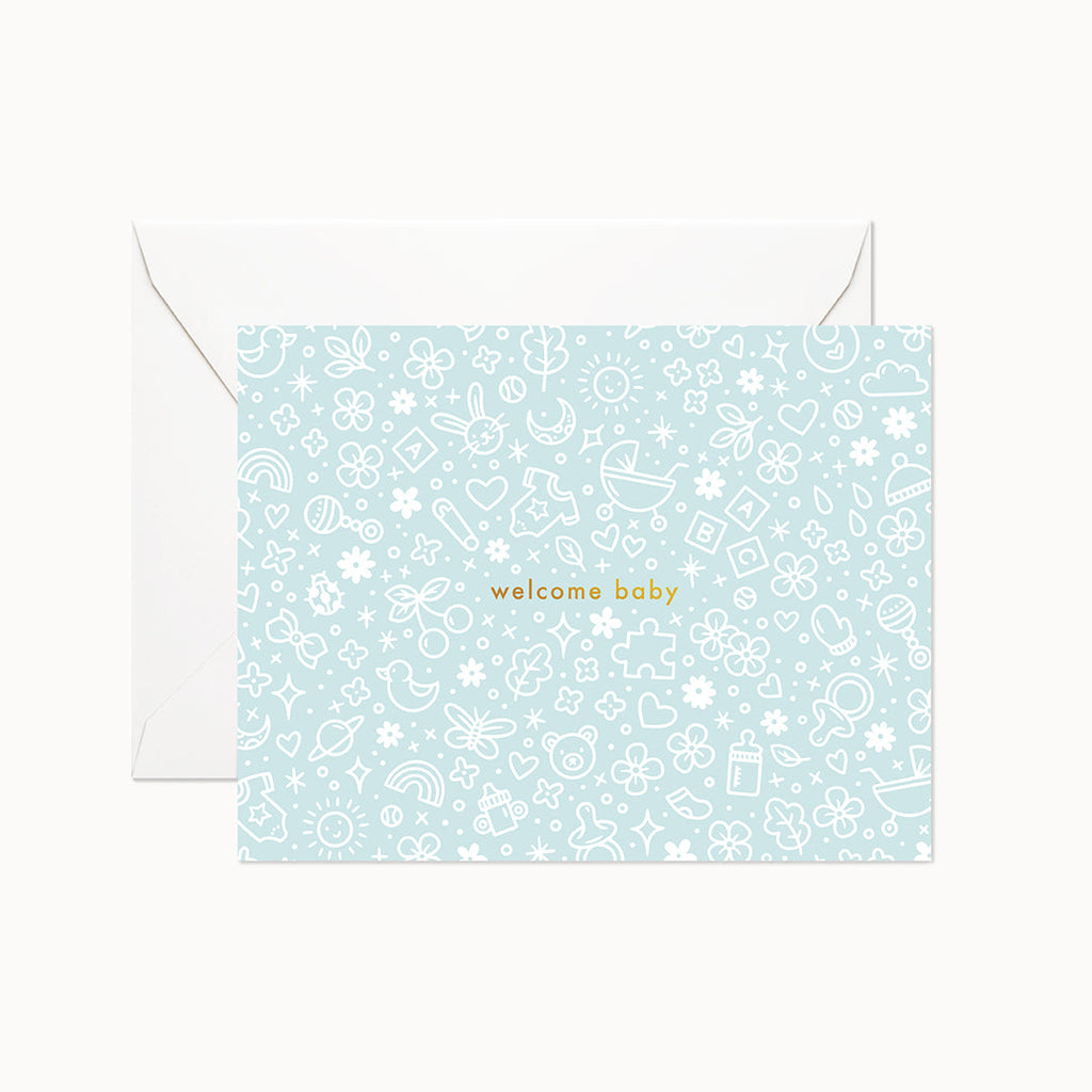 Welcome Baby Blue Card - Linden Paper Co. , Greeting Card - Stationery Brand, Linden Paper Co. Linden Paper Co., Linden Paper Co.  Linden Paper Co. 