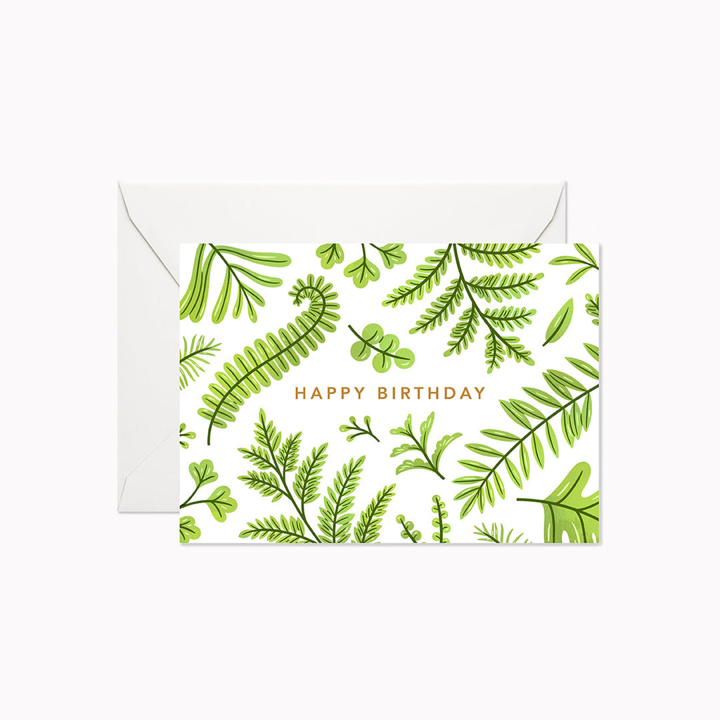 Summer Ferns Happy Birthday | Mini Card - Linden Paper Co. , Greeting Card - Stationery Brand, Linden Paper Co. Linden Paper Co., Linden Paper Co.  Linden Paper Co. 