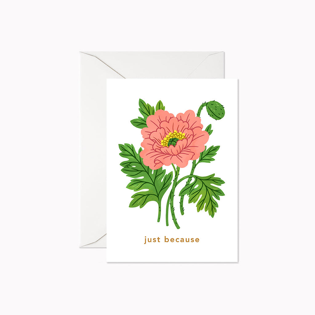 Just Because Pink Poppy | Mini Card - Linden Paper Co. , Greeting Card - Stationery Brand, Linden Paper Co. Linden Paper Co., Linden Paper Co.  Linden Paper Co. 