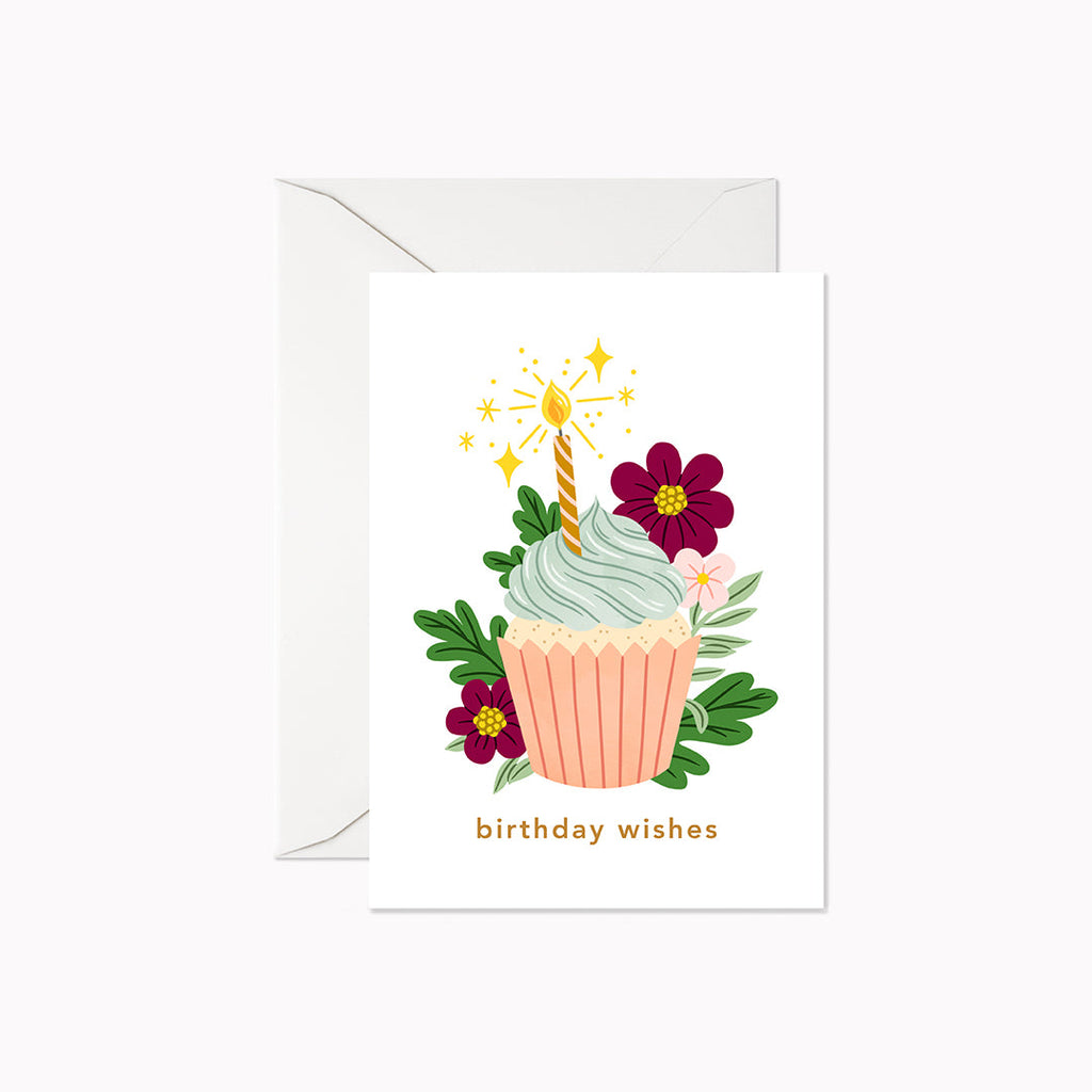 Birthday Wishes Cupcake | Mini Card - Linden Paper Co. , Greeting Card - Stationery Brand, Linden Paper Co. Linden Paper Co., Linden Paper Co.  Linden Paper Co. 
