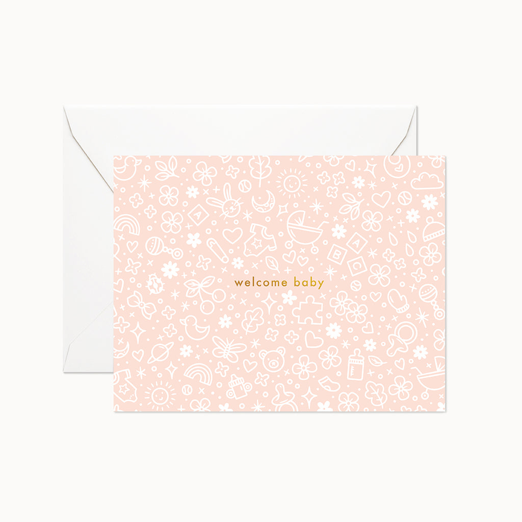 Welcome Baby Peach Card - Linden Paper Co. , Greeting Card - Stationery Brand, Linden Paper Co. Linden Paper Co., Linden Paper Co.  Linden Paper Co. 